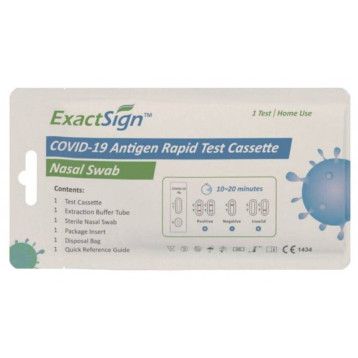 ExactSign™ Corona Schnelltest 1 Stück Packung COVID-19 Antigen Rapid Test Casette – Vorgefüllte Pufferlösung (Laientest)